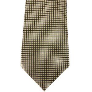 Stafford Tan & Blue Geometric Print 100% Silk Mens Tie Necktie